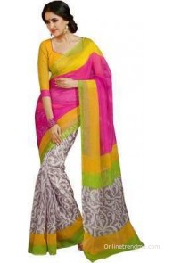 Ishin Printed Fashion Art Silk Sari